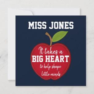 Teacher appreciation quote big heart card