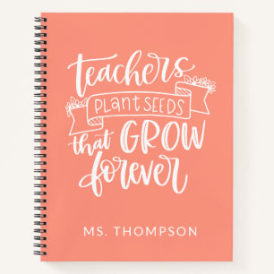 Teacher Appreciation Quote Personalised Coral Notebook