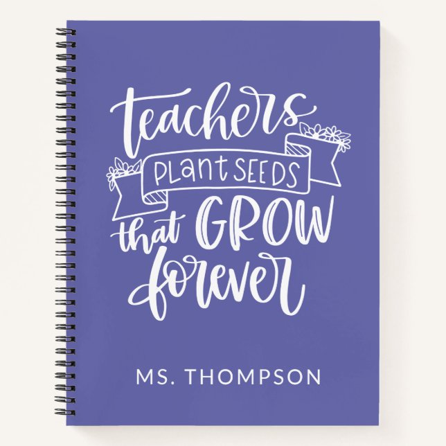 Teacher Appreciation Quote Personalised Purple Notebook (Front)