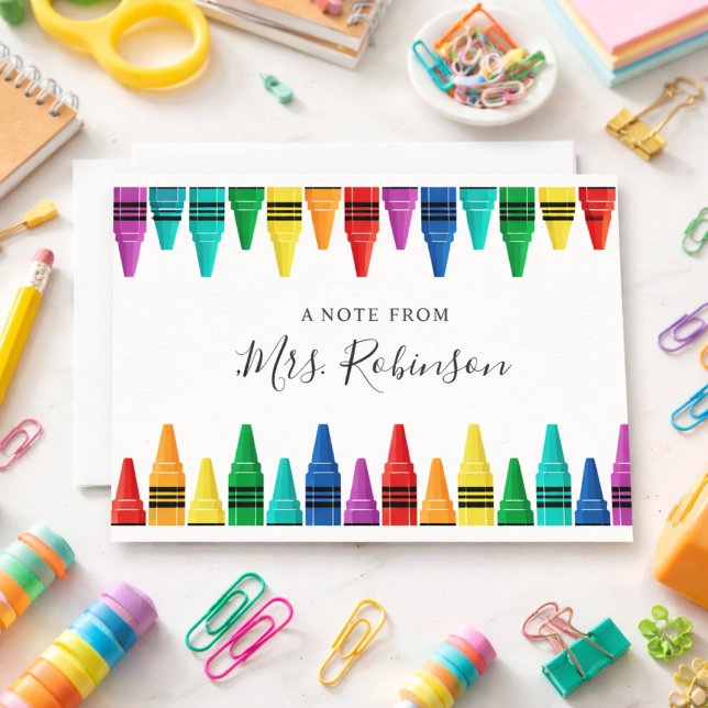  Teacher Appreciation Rainbow Crayon Card (Teacher Appreciation Rainbow Crayon Note Card
)