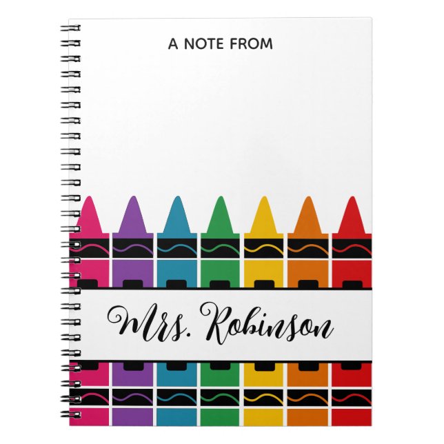 Teacher Appreciation Rainbow Crayon Notepad Notebook (Front)