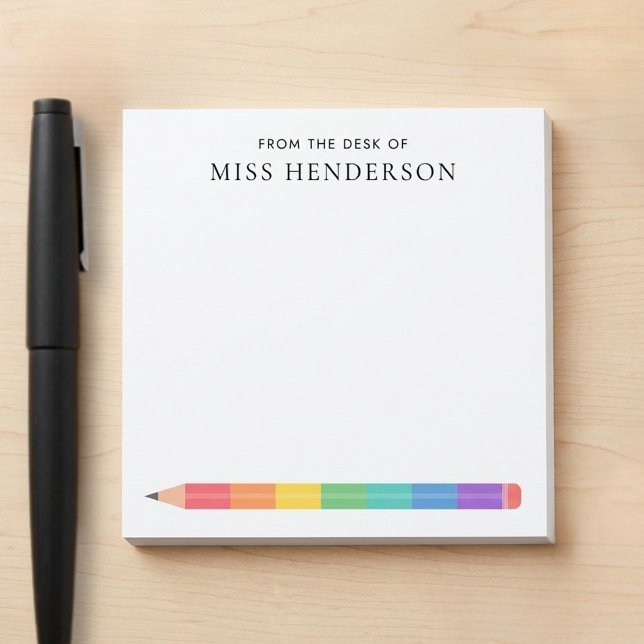 Teacher Appreciation Rainbow Pencil Custom Post-it Notes (Creator Uploaded)