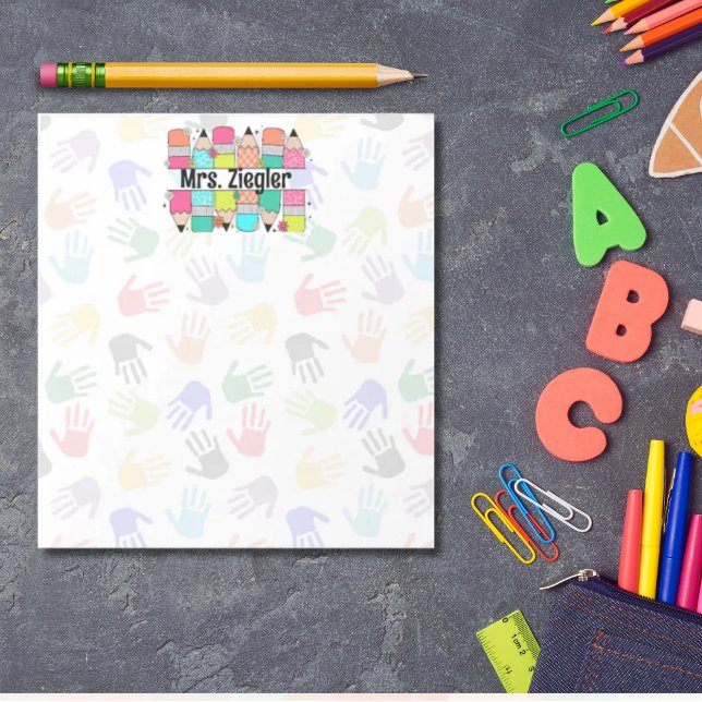 Teacher Appreciation Rainbow Pencils Personalised  Notepad (Creator Uploaded)