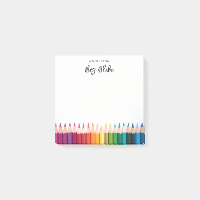 Teacher Appreciation Rainbow Pencils Post-it Notes (Front)