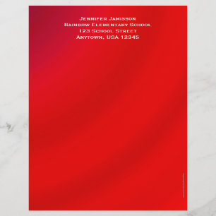 Teacher Appreciation, Red Gradient Personalised Letterhead Template
