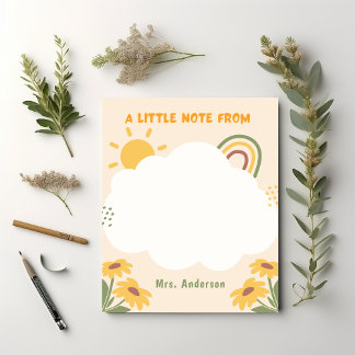 Teacher Appreciation Retro Rainbow floral Custom Notepad