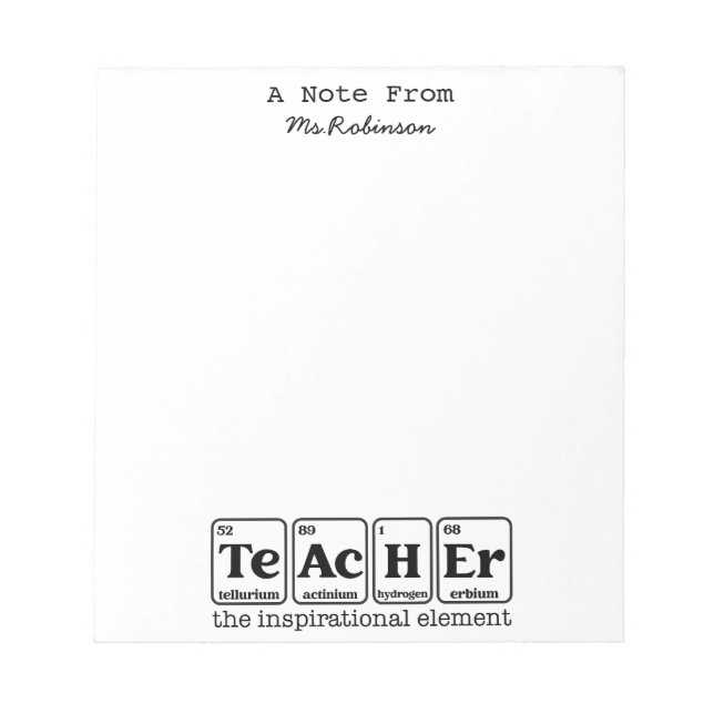 Teacher Appreciation Science Theme Stationary  Notepad (Front)