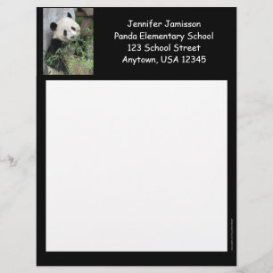 Teacher Appreciation Stationery, Panda, Black Trim Customised Letterhead