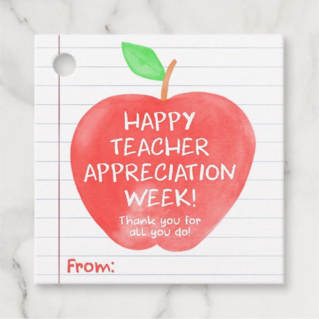 Teacher Appreciation Thank You Apple Tag (Front)