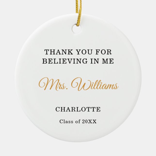 Teacher appreciation Thank You  Ceramic Tree Decoration (Front)