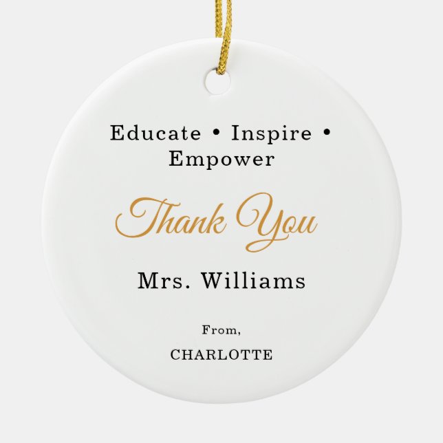 Teacher appreciation Thank You  Ceramic Tree Decoration (Front)