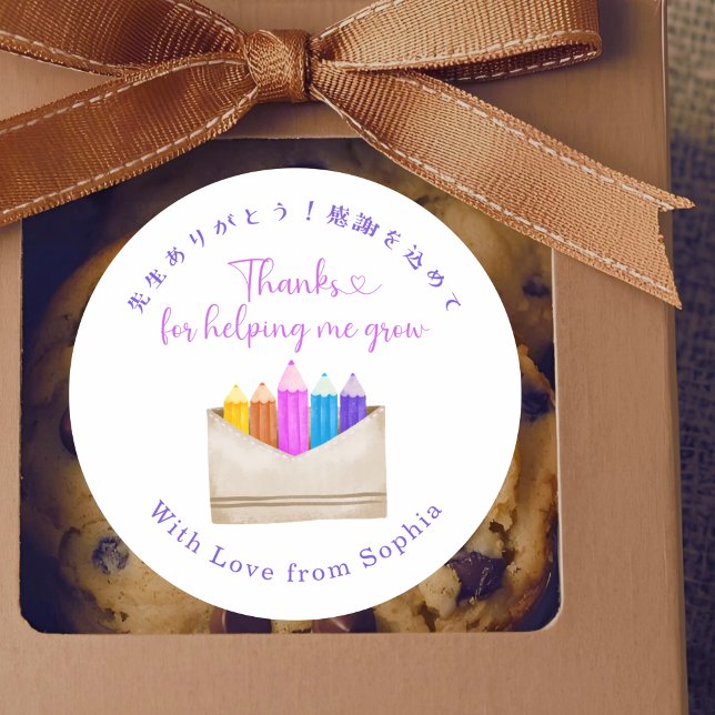 Teacher Appreciation Thank You Colorful Pencils Classic Round Sticker (Creator Uploaded)