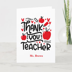Teacher Appreciation Thank you Custom Name Card
