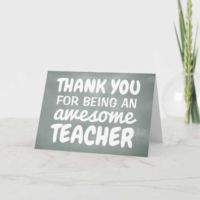 Teacher appreciation thank you green chalkboard card (Front)