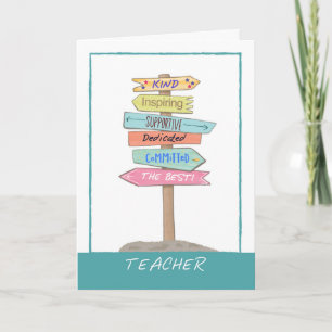 Teacher Appreciation Thank You Inspiring Kind Sign Card