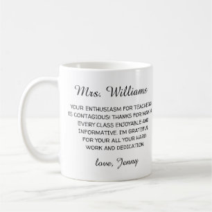 teacher appreciation thank you modern minimalist coffee mug
