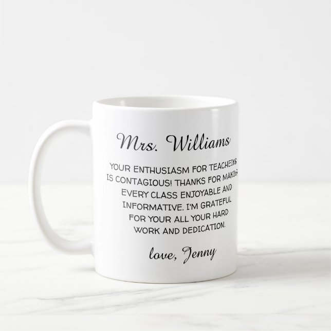 teacher appreciation thank you modern minimalist coffee mug (Left)