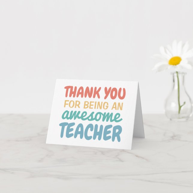 Teacher appreciation thank you pastel rainbow card (Small Plant)