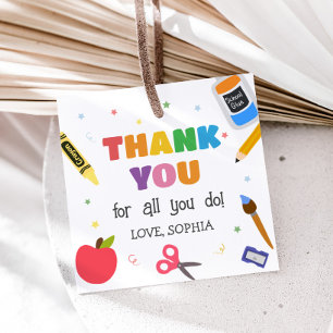Teacher Appreciation Thank You Square Favour Tags