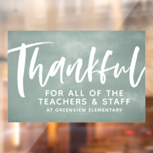 Teacher appreciation thankful chalkboard window cling