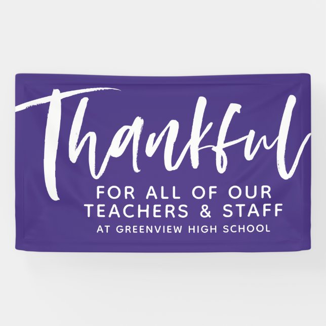Teacher appreciation thankful purple customisable banner (Horizontal)