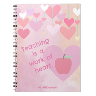 Teacher Appreciation Thanks Apple Heart Monogram Notebook