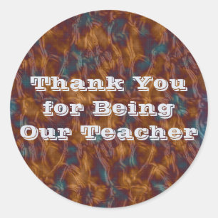 Teacher Appreciation Tie-dye Gold Blue Thank You Classic Round Sticker
