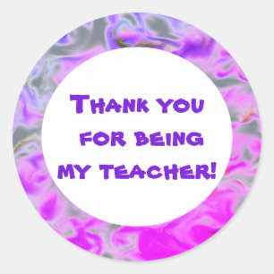 Teacher Appreciation Tie-Dye Pink Purple Thank You Classic Round Sticker
