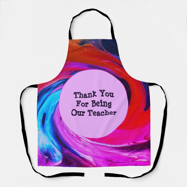 Teacher Appreciation Tie Dye School Classroom Apron (Front)
