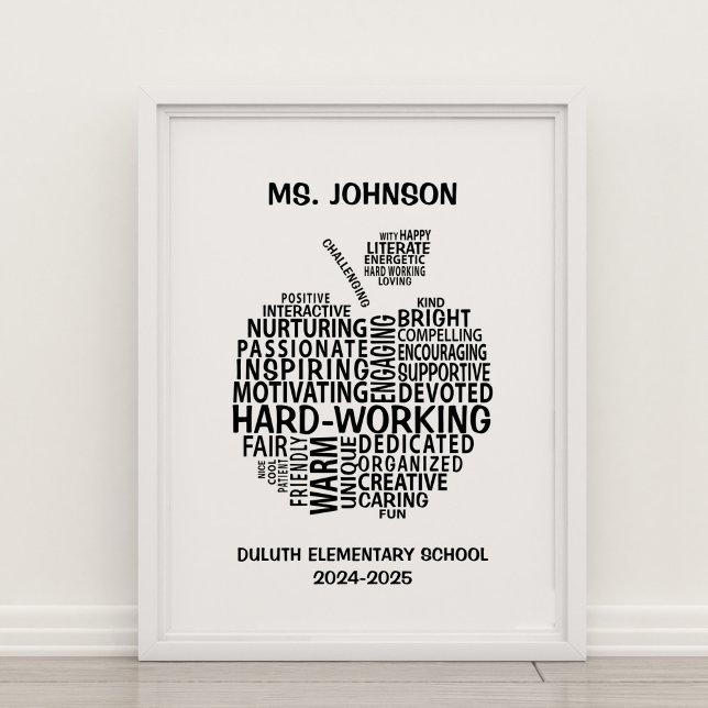 Teacher Appreciation Typography Apple Word Cloud Poster (Creator Uploaded)