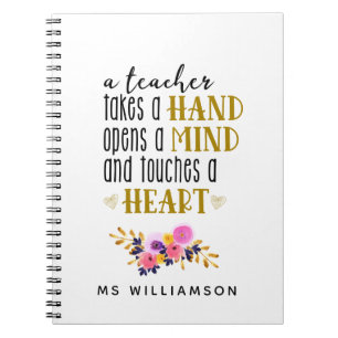 Teacher Appreciation Typography Personalised Notebook