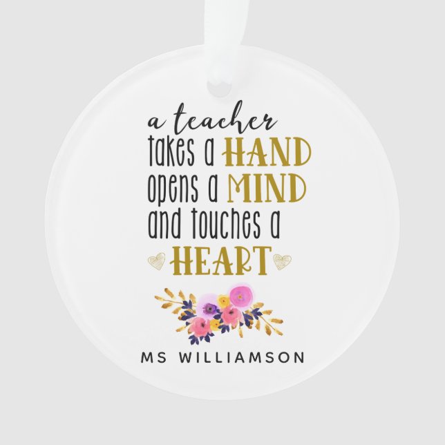 Teacher Appreciation Typography Personalised Ornament (Front)