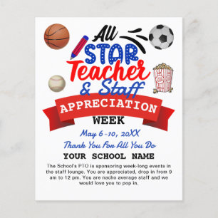 Teacher Appreciation Week All Star PTO Itinerary Flyer