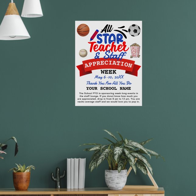 Teacher Appreciation Week All Star PTO Itinerary Poster (Living Room 1)