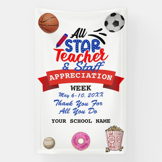 Teacher Appreciation Week All Star School Name Banner (Vertical)