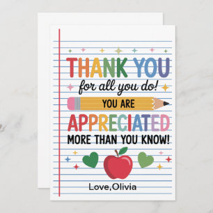 Teacher Appreciation Week  – Heartfelt Gratitude Thank You Card