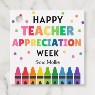 Teacher Appreciation Week Multicolored Crayons Favour Tags
