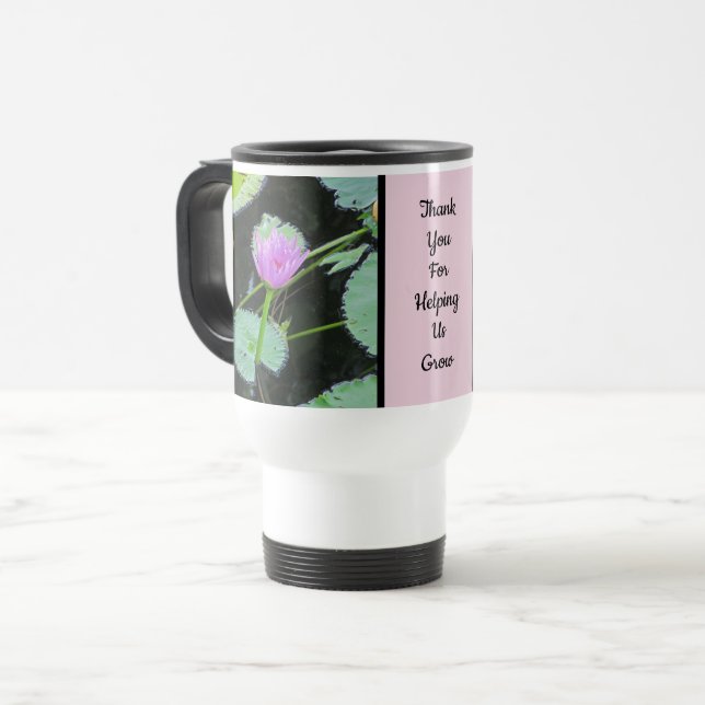 Teacher Appreciation Week Water Lily Pink Flower Travel Mug (Front Left)