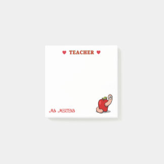 Teacher Appreciation Worm in Apple Add Name Post-it Notes
