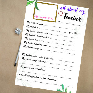 Teacher appriciation all about my teacher