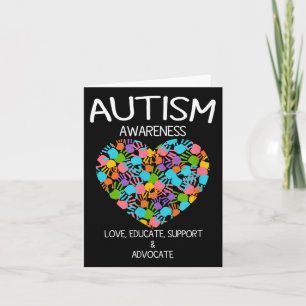 Teacher April Autism Awareness Support Heart Hands Card