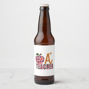 Teacher Art Apple A Plus Teacher Beer Bottle Label