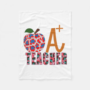 Teacher Art Apple A Plus Teacher Fleece Blanket