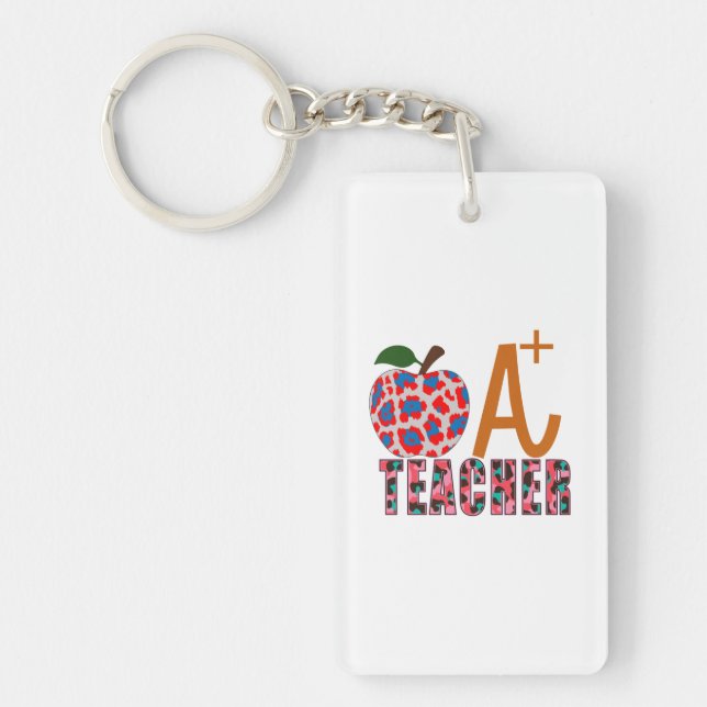 Teacher Art Apple A Plus Teacher Key Ring (Front)