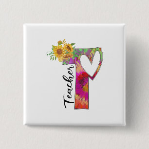 Teacher Art Flower Teacher 15 Cm Square Badge