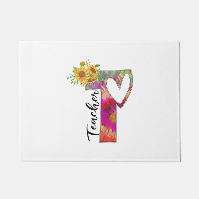 Teacher Art Flower Teacher Doormat (Front)