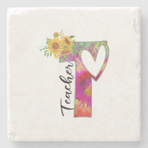 Teacher Art Flower Teacher Stone Coaster