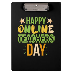 Teacher Art Happy Online Teacher Day Clipboard