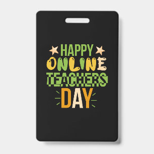 Teacher Art Happy Online Teacher Day ID Badge