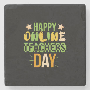 Teacher Art Happy Online Teacher Day Stone Coaster